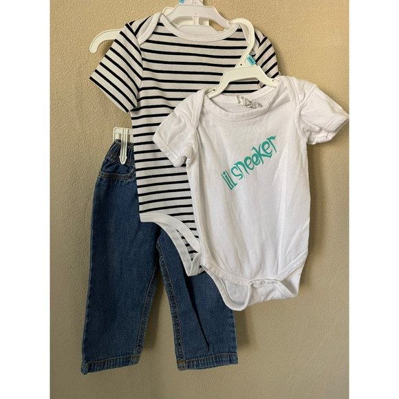 Cat & Jack Striped Single, Lil' Sneaker Single & Cat & Jack Jean Pants 3-Pc Set - Picture 5 of 11